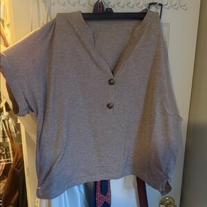 Elegant Taupe Buttoned Women's Blouse